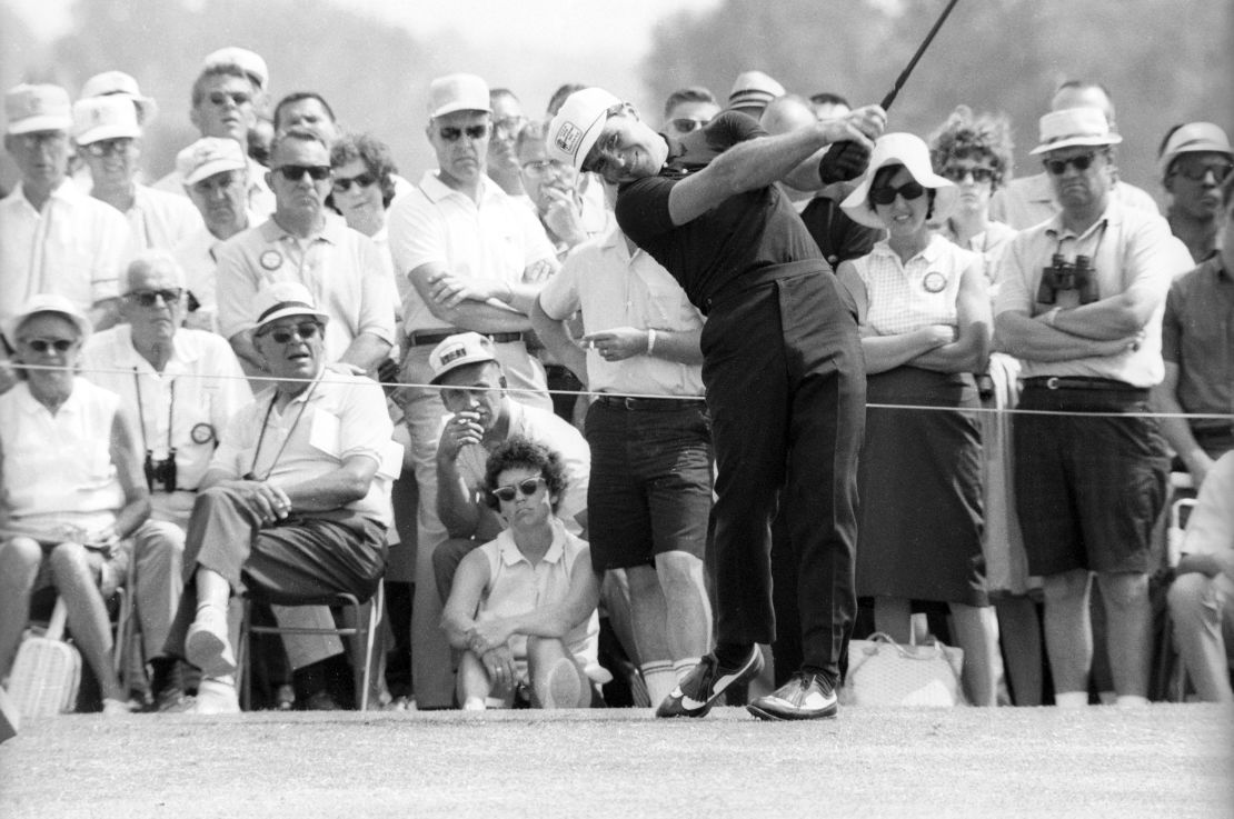 Player drives from the tee at the 1965 US Open.