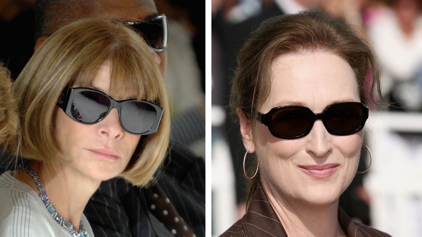 (FILE PHOTO) In this composite image a comparison has been made between  Anna Wintour (L) and actress Meryl Streep. Actress Meryl Streep played a character like editor-in-chief of American Vogue Anna Wintour in the film 'The Devil Wears Prada' directed by David Frankel.***LEFT IMAGE*** NEW YORK - SEPTEMBER 12:  Anna Wintour attends  the Mercedes-Benz Fashion Week Spring 2008 Donna Karan Collection at 711 Greenwich Street on September 12, 2007 in New York City  (Photo by Dimitrios Kambouris/WireImage) **RIGHT IMAGE*** DEAUVILLE, FRANCE - SEPTEMBER 09:  Actress Meryl Streep poses at the photocall for The Devil wears Prada at the 32nd Deauville Festival Of American Film on September 8, 2006 in Deauville, France.  (Photo by Francois Durand/Getty Images)