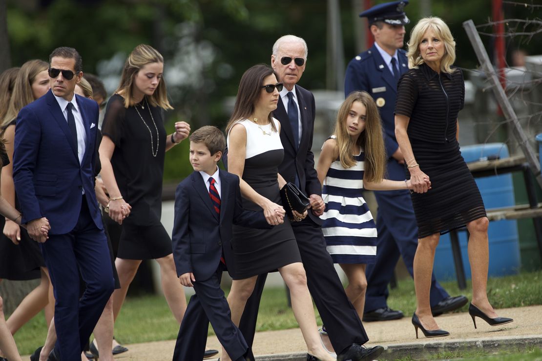 Joe Biden (C) and his wife Dr. Jill Biden (R) arrive with family for a mass of Christian burial at St. Anthony of Padua Church for former Delaware Attorney General Beau Biden, on June 6, 2015 in Wilmington, Delaware.