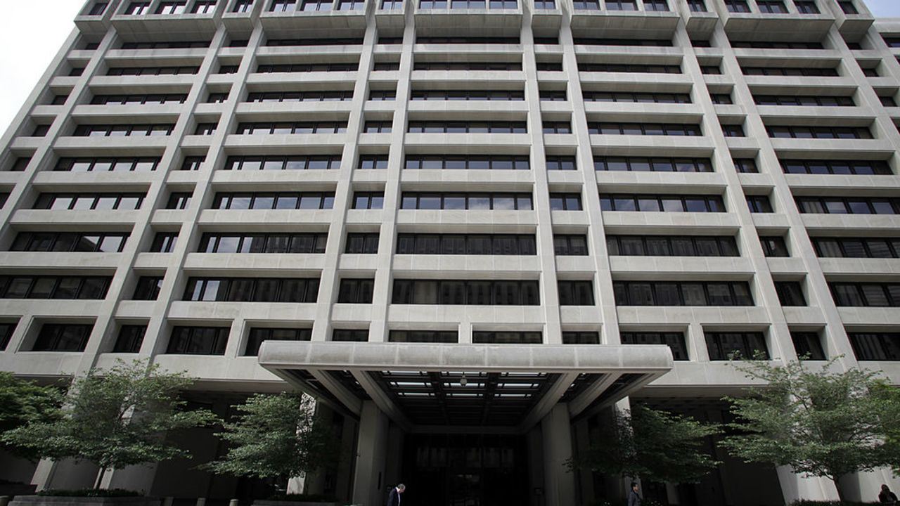 The International Monetary Fund (IMF) headquarters building is seen in Washington, DC on May 15, 2011. Strauss-Kahn, widely expected to run for the French presidency in 2012, was charged Sunday with the sexual assault and attempted rape of a New York hotel chambermaid, police said. AFP PHOTO/YURI GRIPAS        (Photo credit should read YURI GRIPAS/AFP via Getty Images)