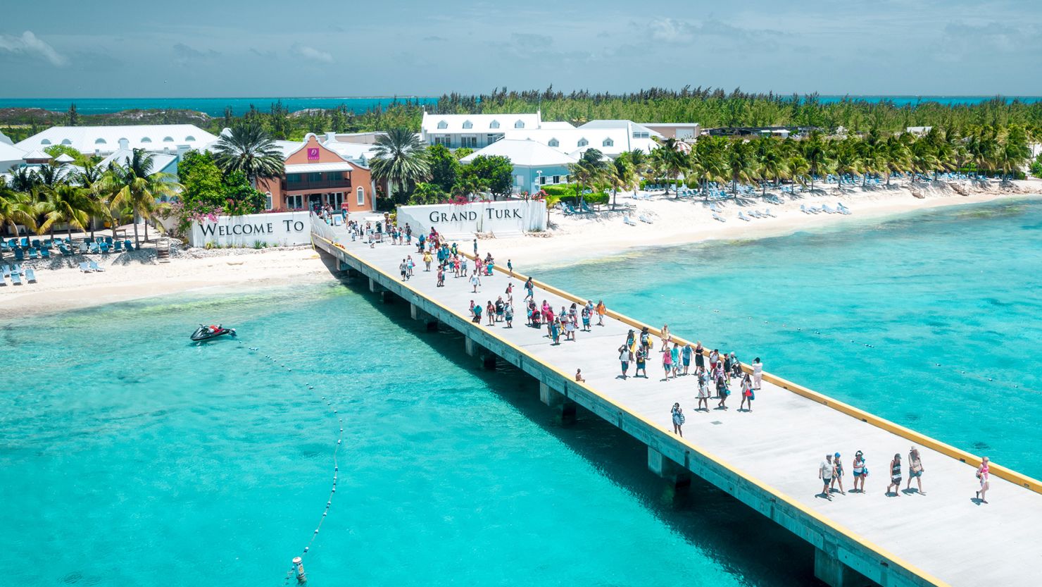 A tourist scene from Grand Turk island in the Turks and Caicos chain southeast of The Bahamas.