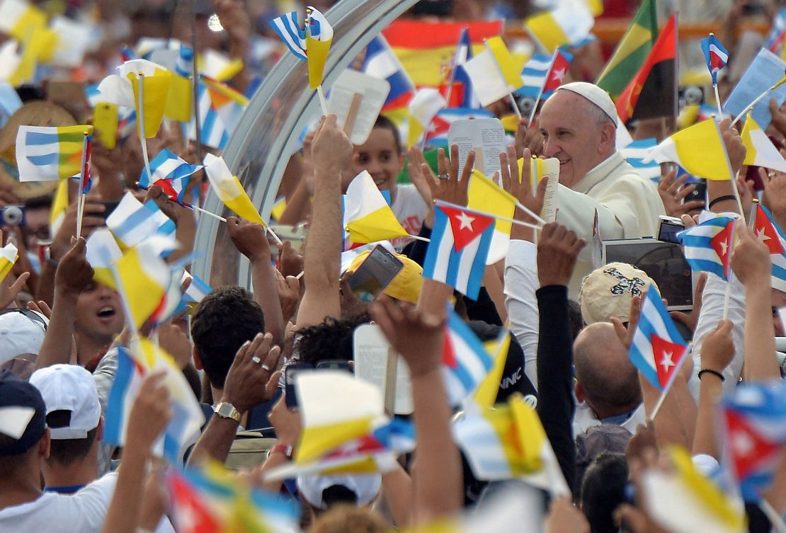 El Papa Francisco en la Plaza de la Revolución en La Habana, Cuba, el 20 de septiembre de 2015.