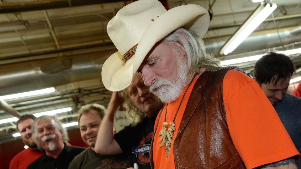 Recording Artist Dickey Betts at the press confrence for the Gibson Custom Southern Rock tribute 1959 Les Paul at the Gibson Guitar Factory on May 19, 2014 in Nashville, Tennessee. - Rick Diamond/Getty Images