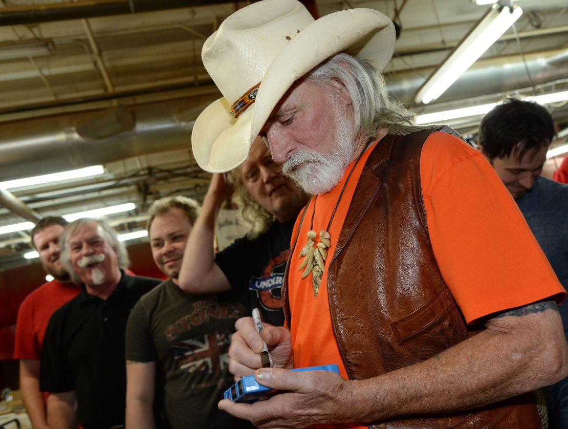 Recording Artist Dickey Betts at the press confrence for the Gibson Custom Southern Rock tribute 1959 Les Paul at the Gibson Guitar Factory on May 19, 2014 in Nashville, Tennessee.