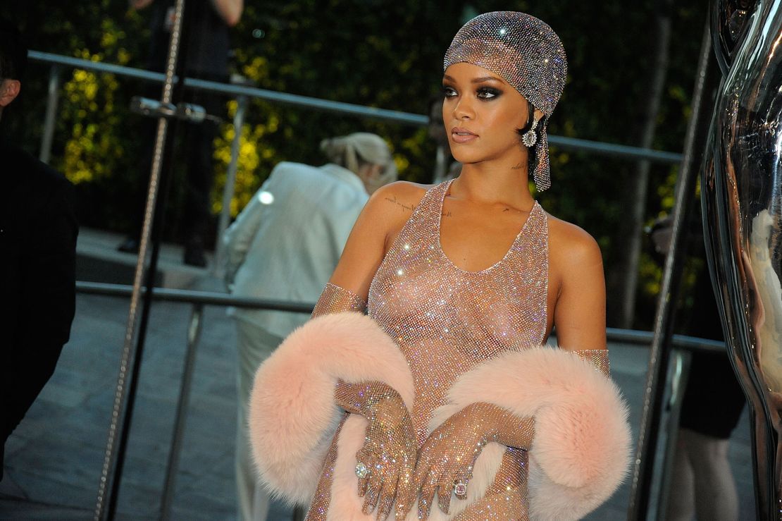 Rihanna's risqué dress worn to the CFDA Awards in 2014 was handmade with 230,000 crystals.
