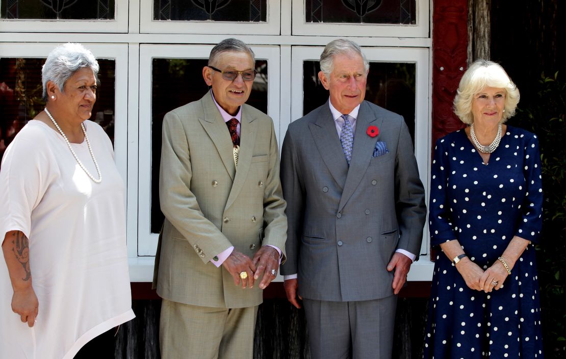 Tuheitia and his wife Atawhai met with then-Prince Charles, prince of Wales, and Camilla, duchess of Cornwall, on November 8, 2015 in Ngaruawahia, New Zealand.