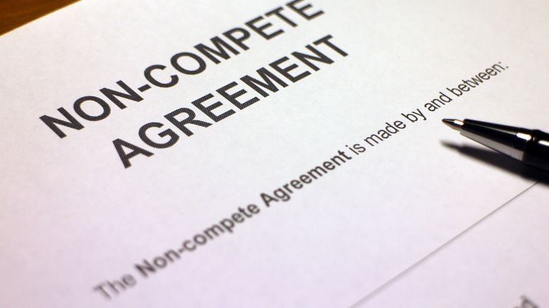 A photo illustration depicting a non-compete agreement.