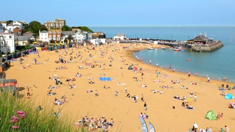 A classic view of the beach in Broadstairs in East Kent by a sunny afternoon.