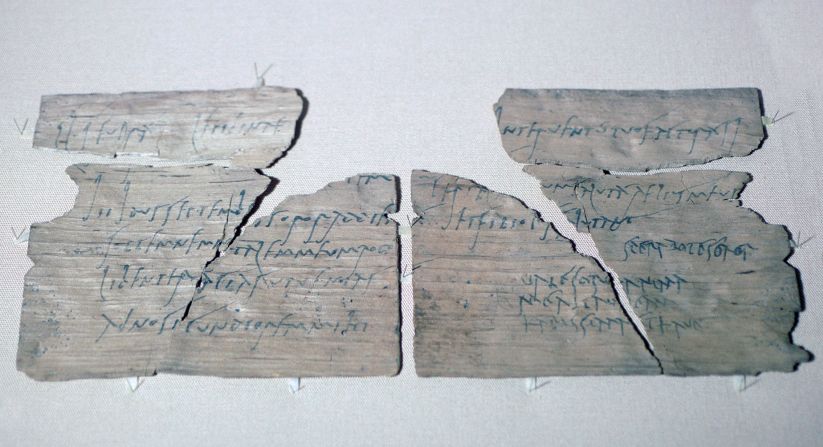 <strong>First time for everything: </strong>This tablet is thought to show the earliest example of a woman writing in Latin. It's a party invitation from one Wall resident to another.