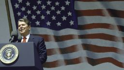 President Ronald Reagan, as he addresses citizens in July 1987.