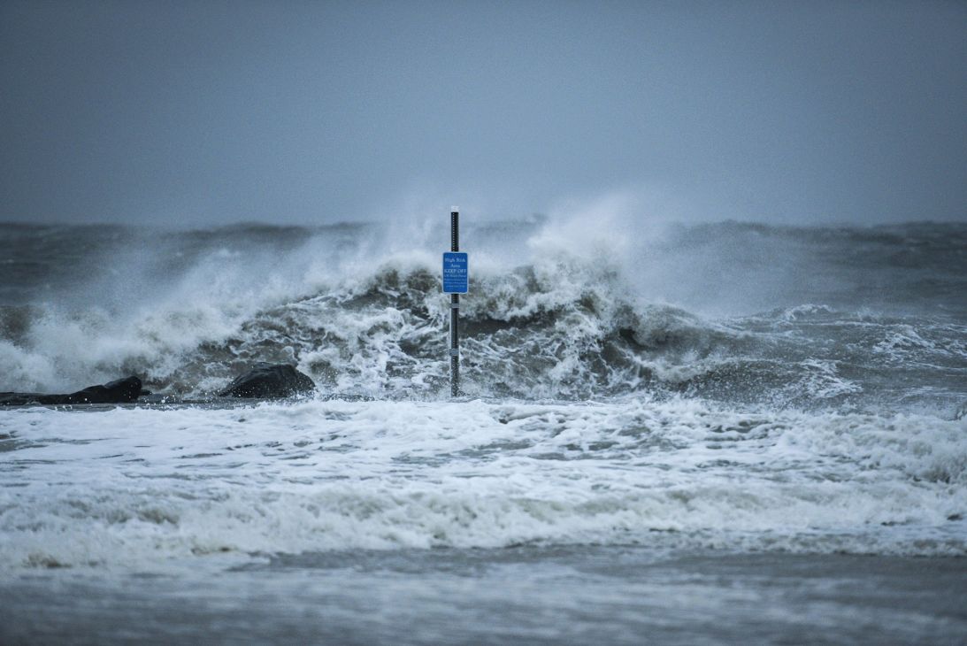 Waves crash on the beach on January 23, 2016, in Cape May, New Jersey. A weaker AMOC is driving increased flooding on the northeastern US coast.