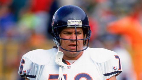 Chicago Bears defensive tackle Steve McMichael walks across the field during a game against the Green Bay Packers in Green Bay, Wisconsin, on October 31,1993.