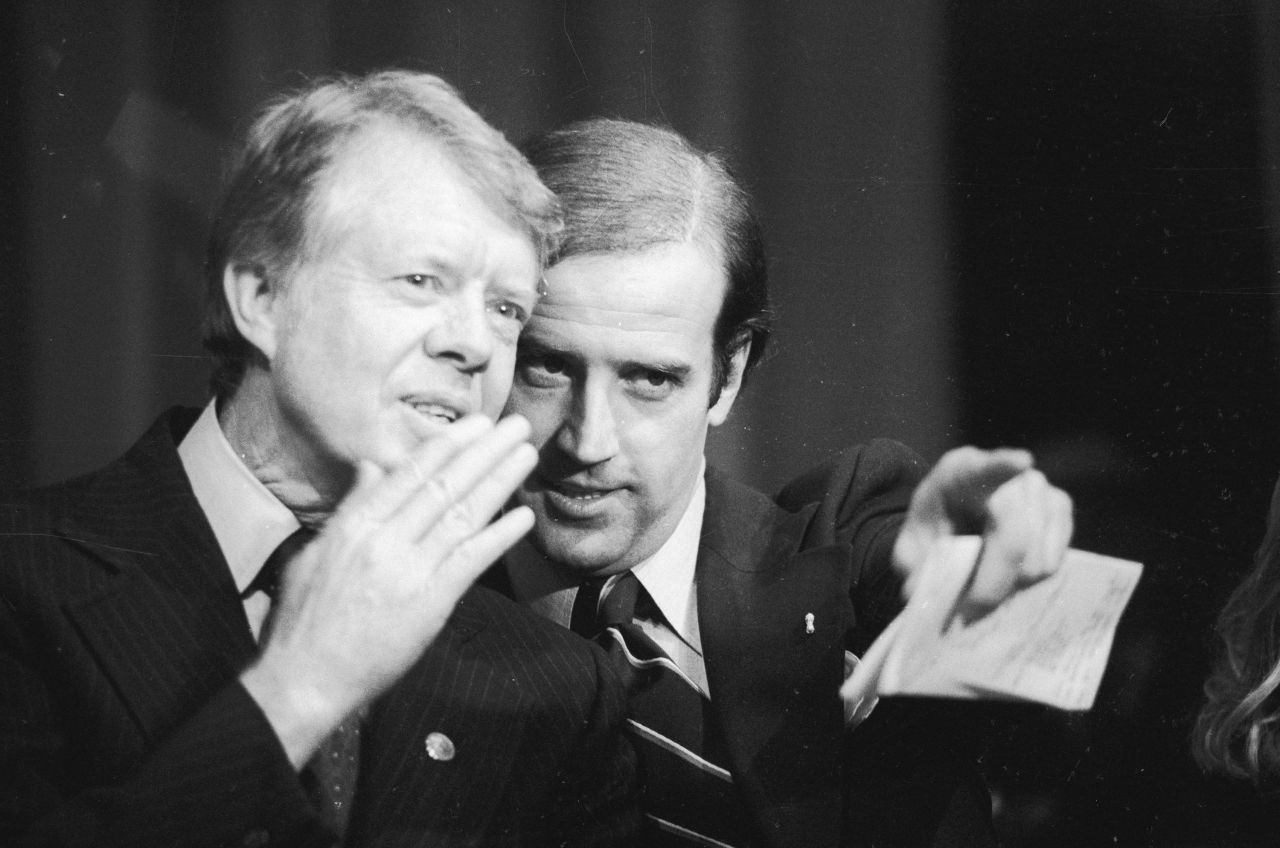 Then-Sen. Joe Biden speaks with President Jimmy Carter at a fundraising event in Delaware in 1978.