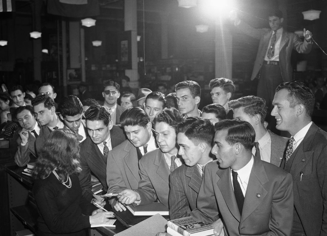Veterans in 1945 receive books and notebooks — as well as tuition and other fees — under the GI Bill of Rights. Though the bill was neutral in its language, it often excluded Black servicemembers in practice.