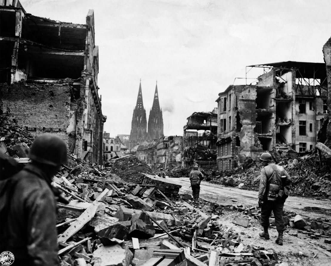 Most of central Cologne was destroyed by Allied bombing raids during World War II.
