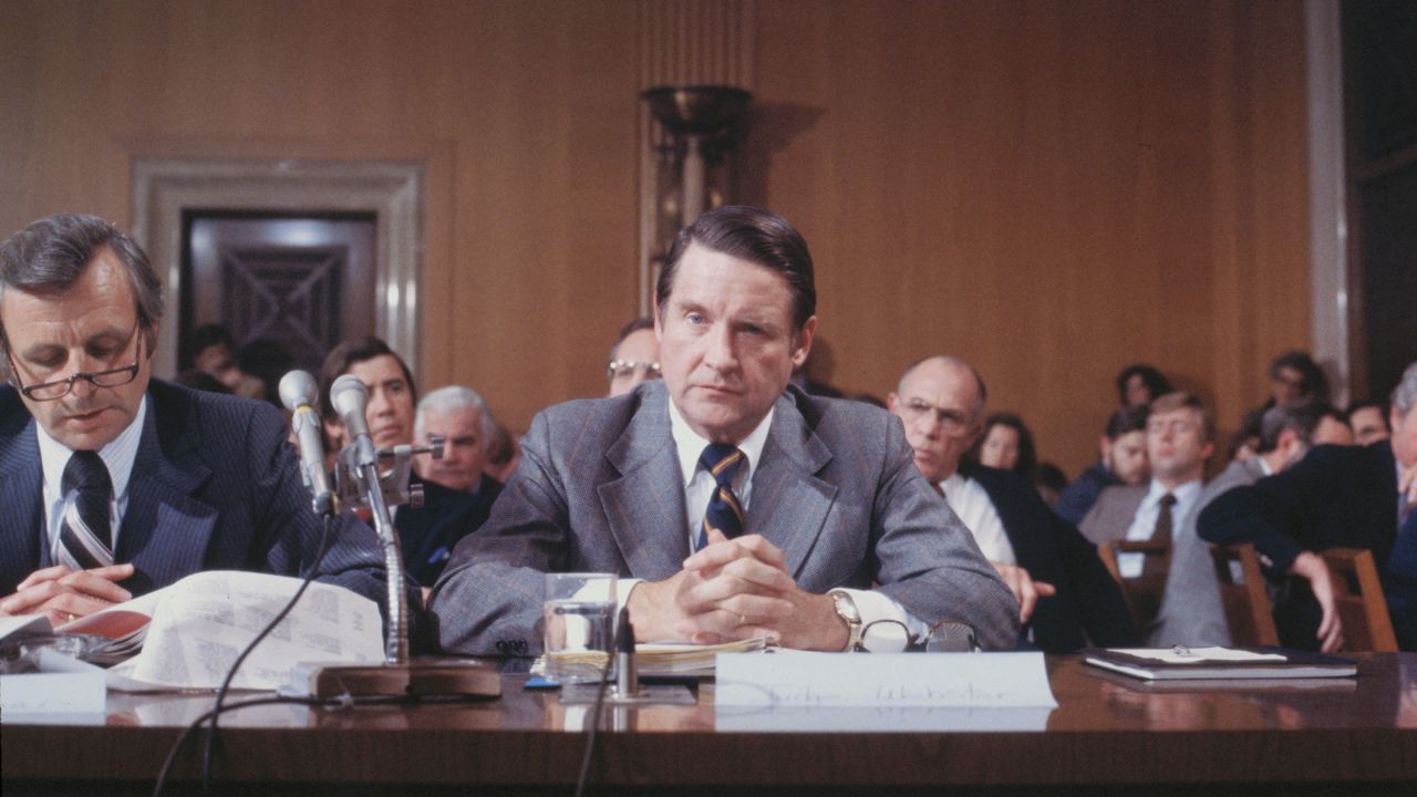 FBI Director William Webster appears before the Senate Intelligence Committee in February 1980.