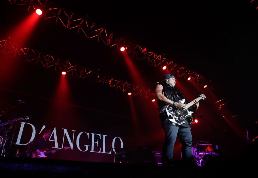 D'Angelo performs live for fans at the 2016 Byron Bay Bluesfest on March 24, 2016 in Byron Bay, Australia.