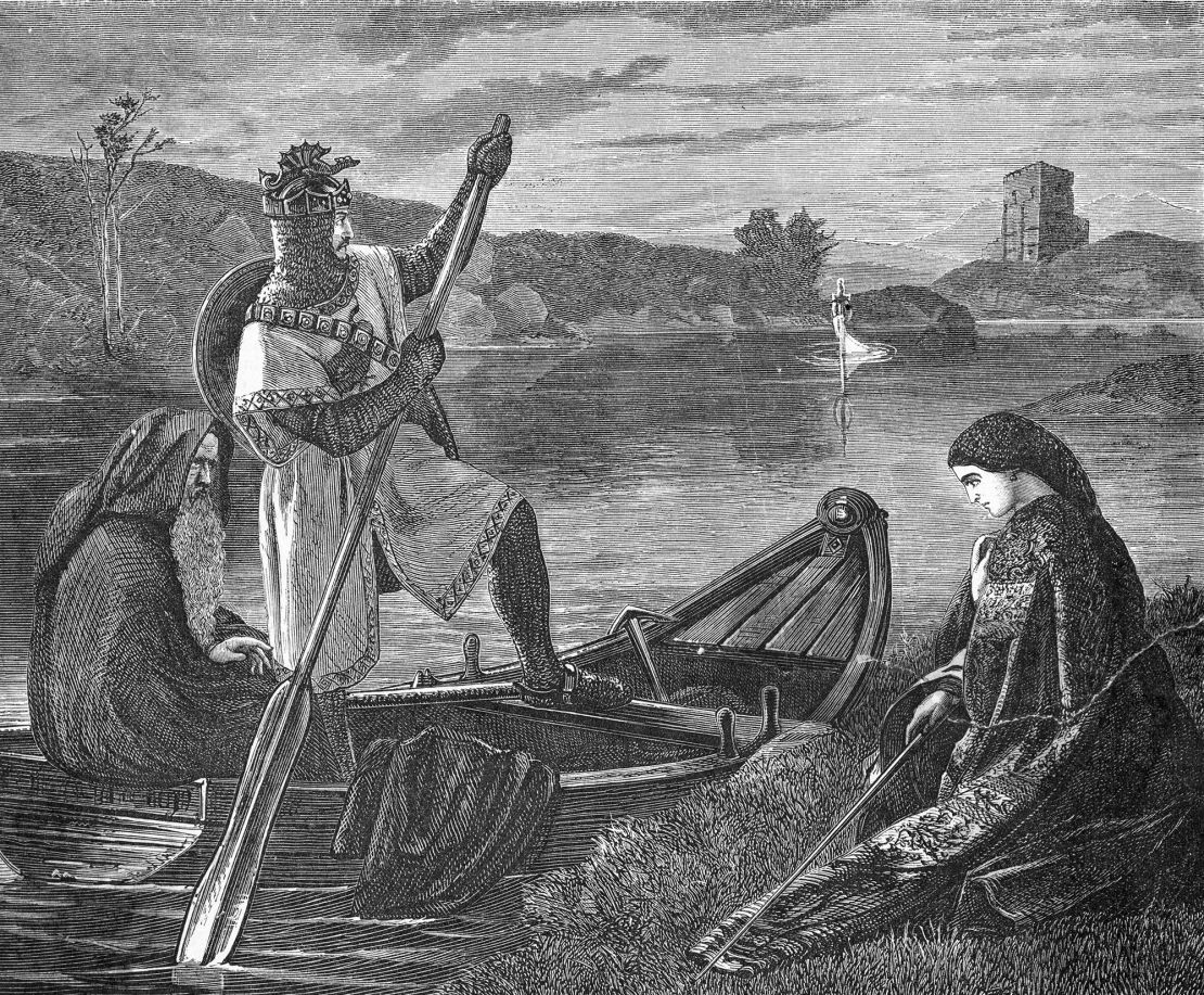 Arthur was said to have been handed his sword, Excalibur, by the mysterious deity, the Lady of the Lake.
