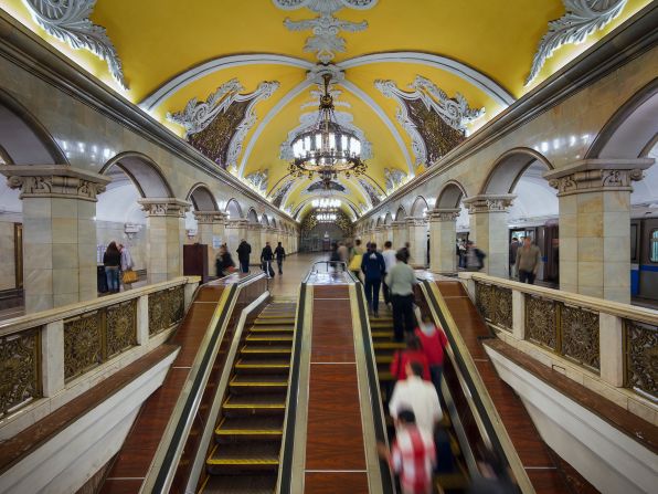 <strong>Subterranean Soviet palaces: </strong>The original central stations of Moscow's Metro network, created under communist rule, were ornately decorated to celebrate workers, peasants and soldiers.