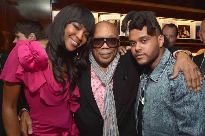 Naomi Campbell, Jones and The Weeknd pose for photos in Beverly Hills in 2016.