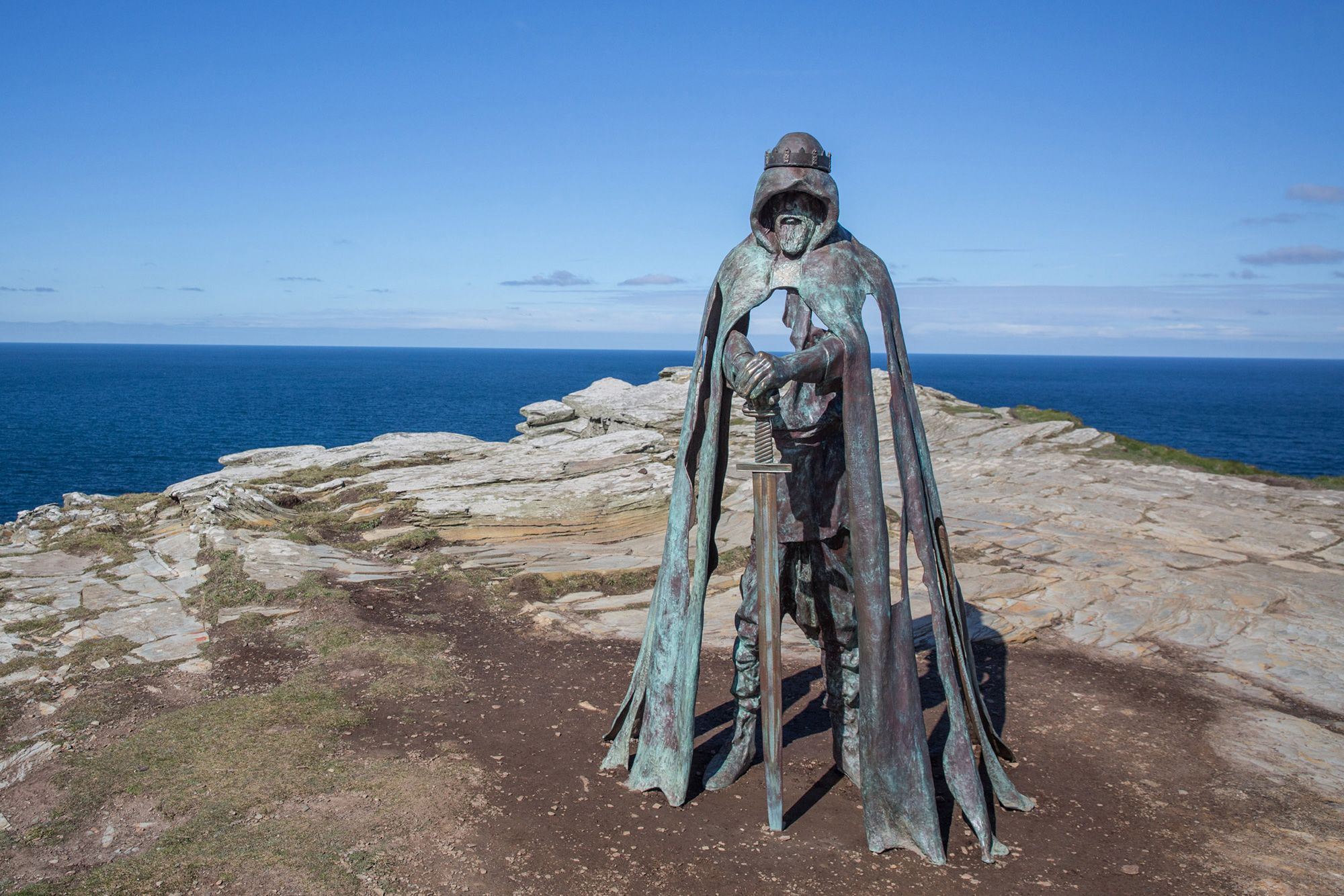 The myth of King Arthur has fascinated much of the world for centuries -- so much so that this statue alluding to the legendary king was erected at Tintagel Castle in 2016.