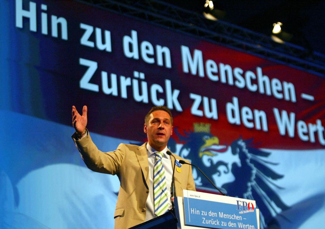 Former FPÖ leader Heinz-Christian Strache speaks during Austria's far-right congress in Salzburg in 2005.