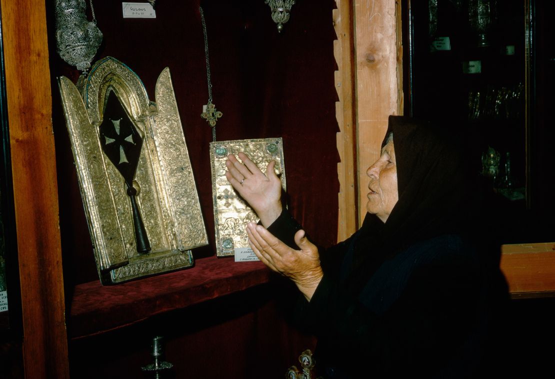 Relics are commonly used during worship in Christianity. This lance, which supposedly pierced Jesus' side, can be found in Etchmiadzin Cathedral in Armenia.