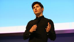 Telegram founder and CEO Pavel Durov delivers his keynote conference during day two of the Mobile World Congress at the Fira Gran Via complex in Barcelona, Spain on February 23, 2016. The annual Mobile World Congress hosts some of the world's largest communication companies, the show runs from the 22 to 25 February.