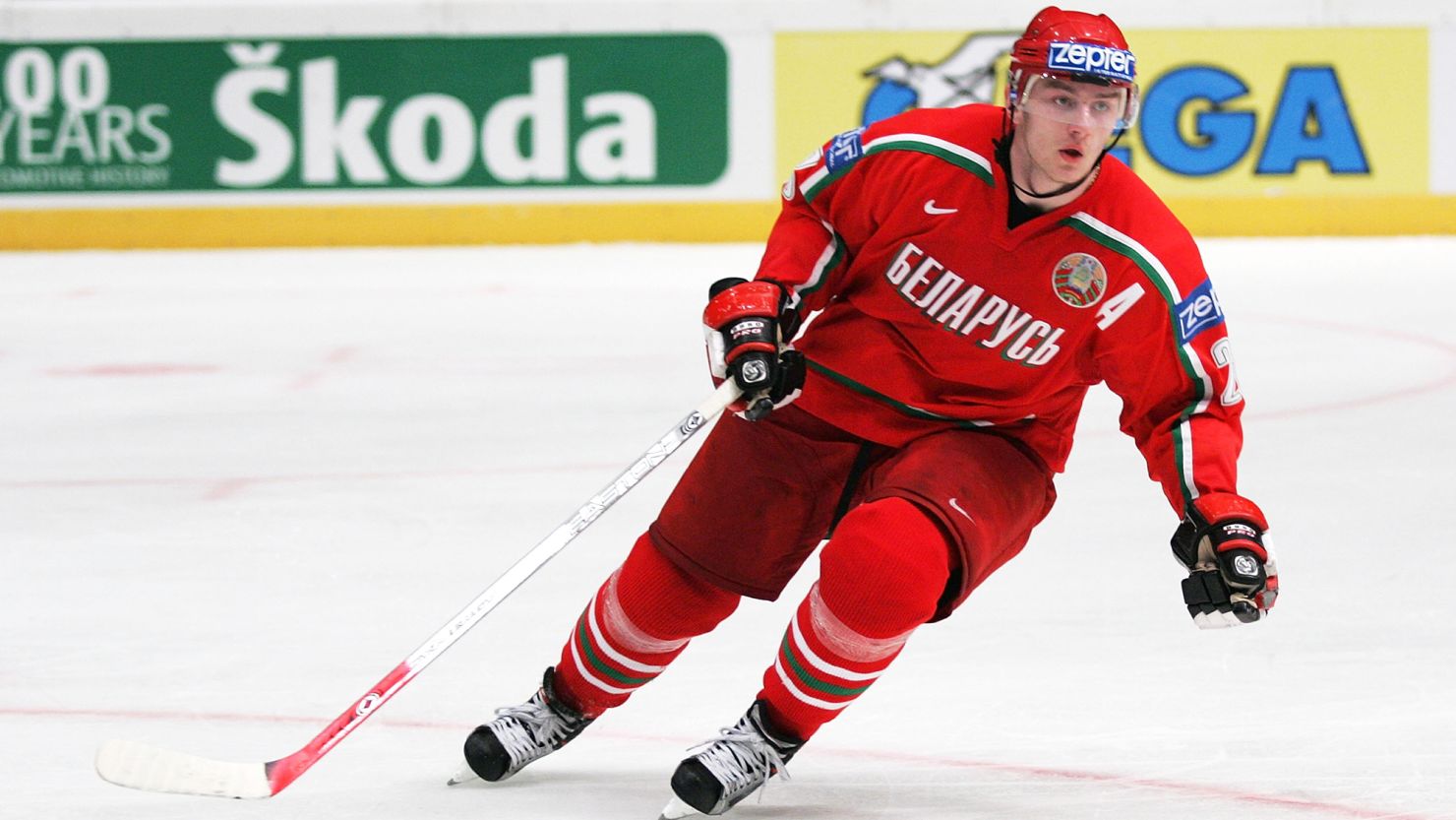 Koltsov competes at the 2005 ice hockey world championships in Vienna, Austria.