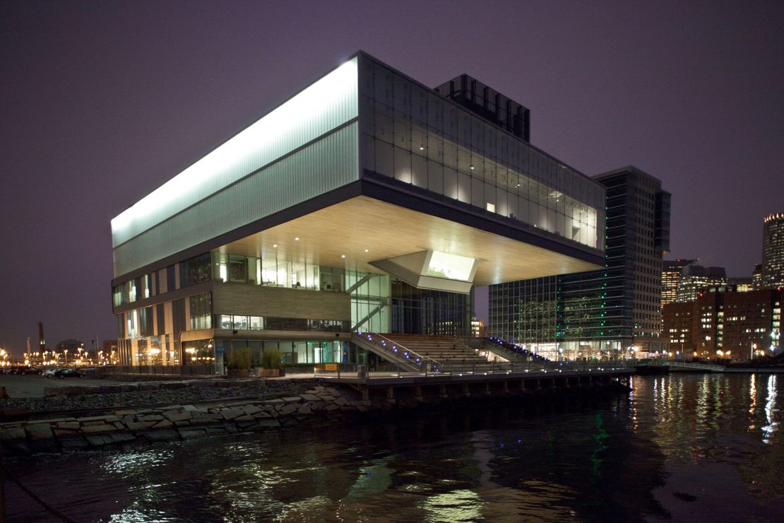 The Institute of Contemporary Art's cantilever extends over the publicly accessible Boston Harbor waterfront.