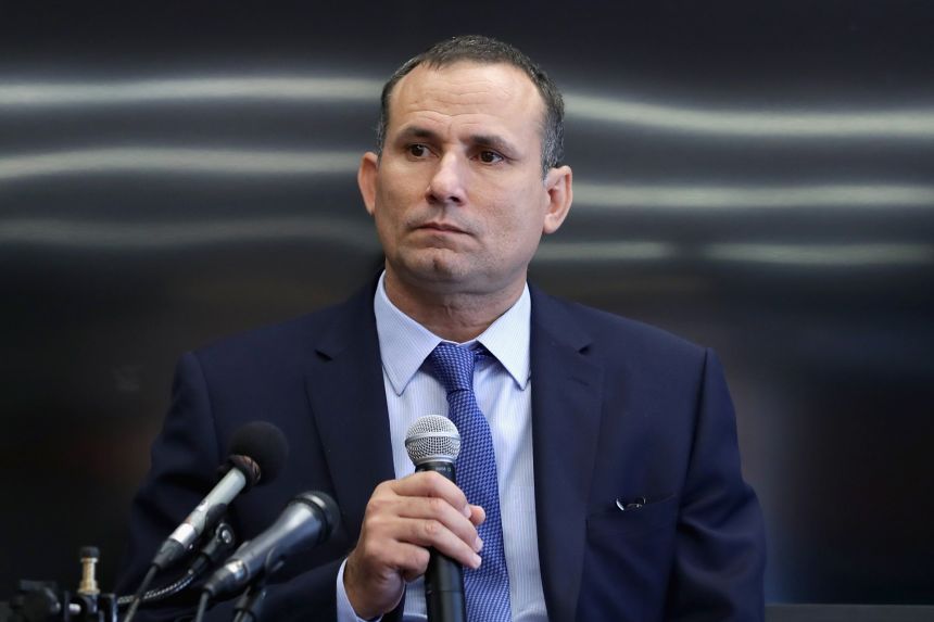 WASHINGTON, DC - JUNE 01: Cuban political dissident Jose Daniel Ferrer Garcia, 45, talks with reporters at the Raben Group offices during a tour of the United States June 1, 2016 in Washington, DC.