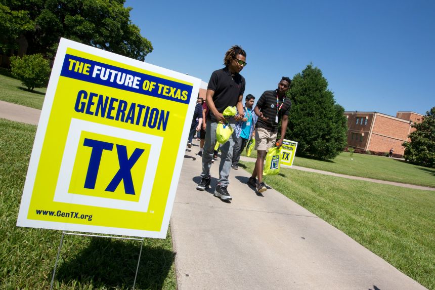 High school seniors from around Austin leave the Huston-Tillotson campus after attending the inaugural CTX Signing Day,  part of a statewide movement to create a college-going culture in Texas.