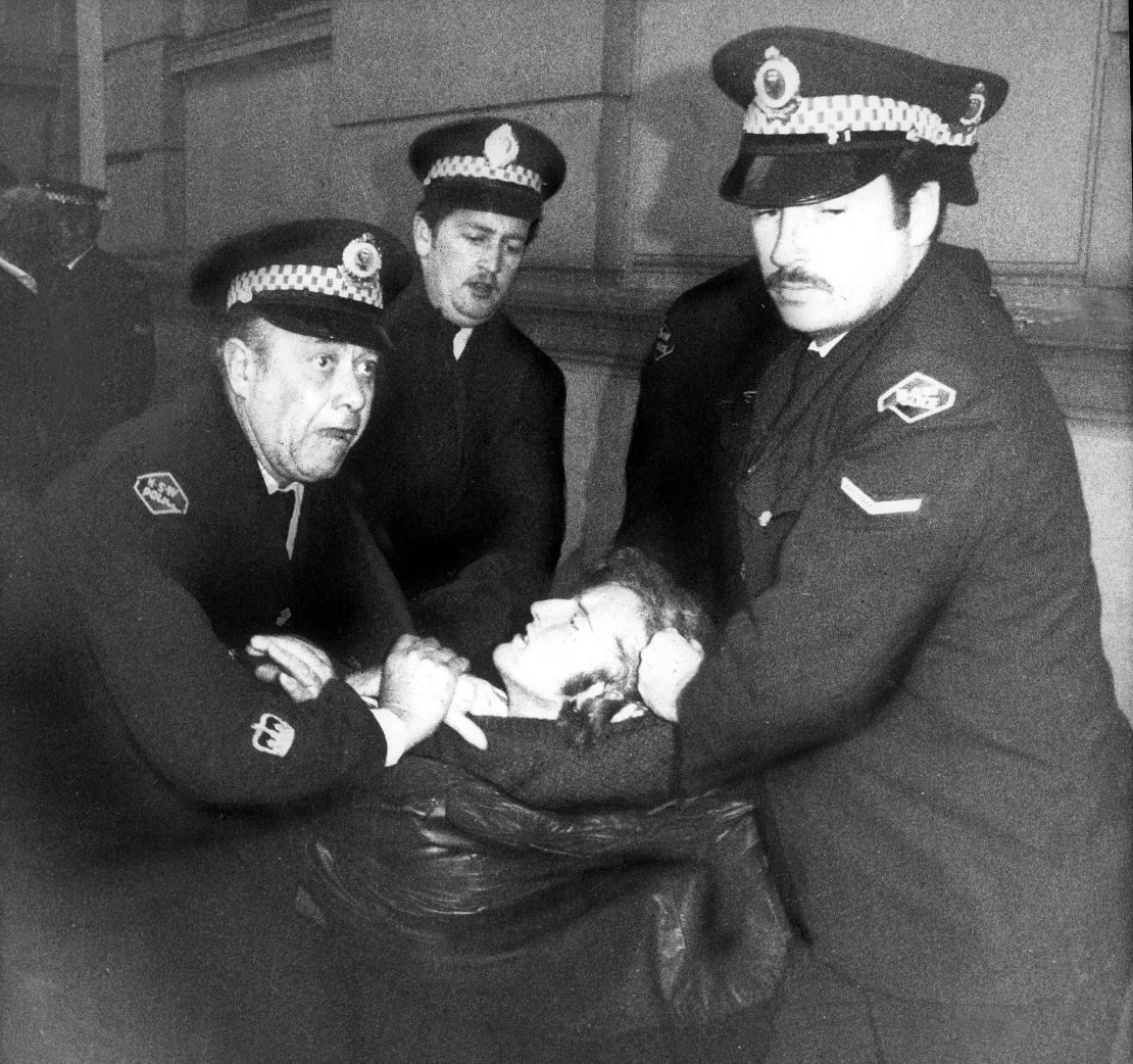 Police arrest a protester during a gay rights demonstration, which would become known as the first Sydney Gay and Lesbian Mardi Gras, June 1978.