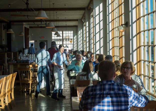 <strong>Waterfront dining:</strong> Scales restaurant overlooks the bustling port.