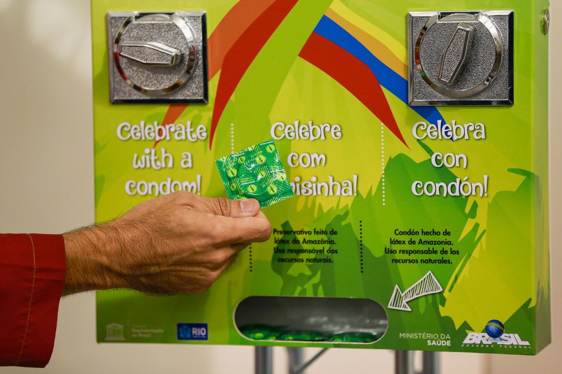 A condom vending machine at the Olympic and Paralympic Village for the 2016 Rio Olympic Games.