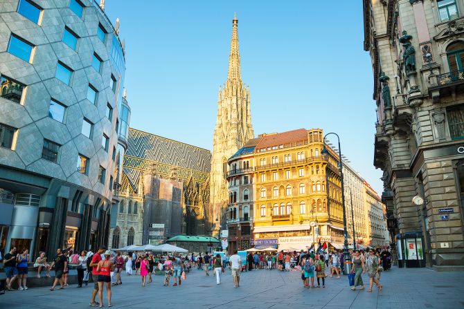 <strong>1. Vienna, Austria: </strong>Vienna topped the list for the third year in a row, receiving “perfect” scores in four out of the five categories.