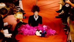 UNITED KINGDOM - CIRCA 1993: Naomi Campbell trip on the runway at the  Vivienne Westwood Fall 1993 RTW runway show. (Photo by Guy Marineau/Conde Nast via Getty Images)
