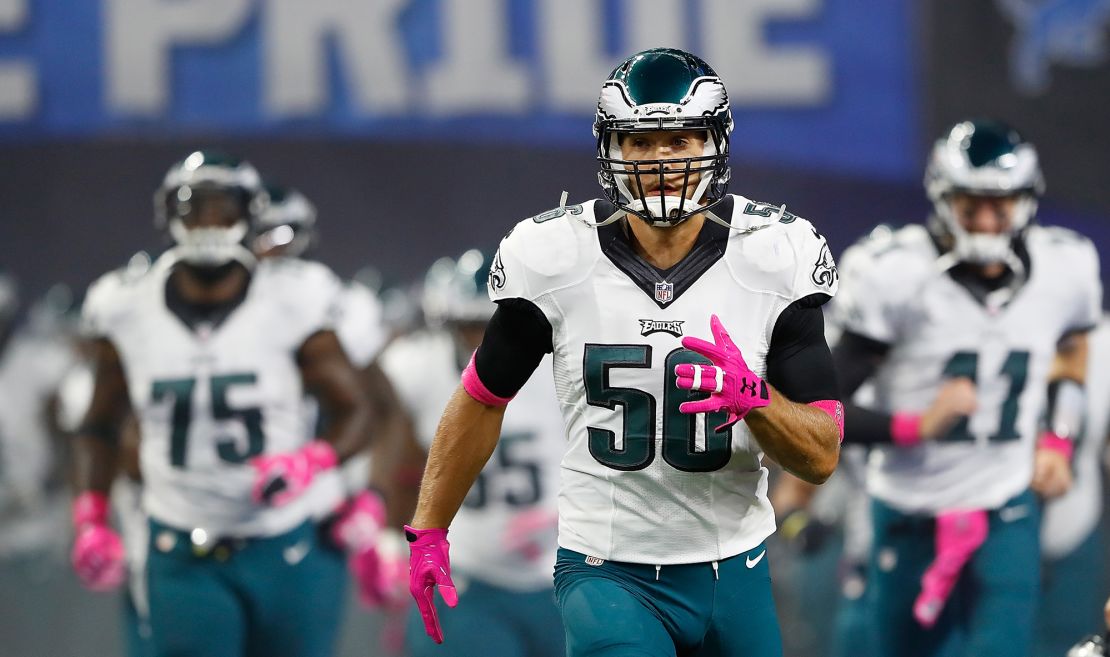 Braman (No. 56) won a Super Bowl ring with the Eagles.