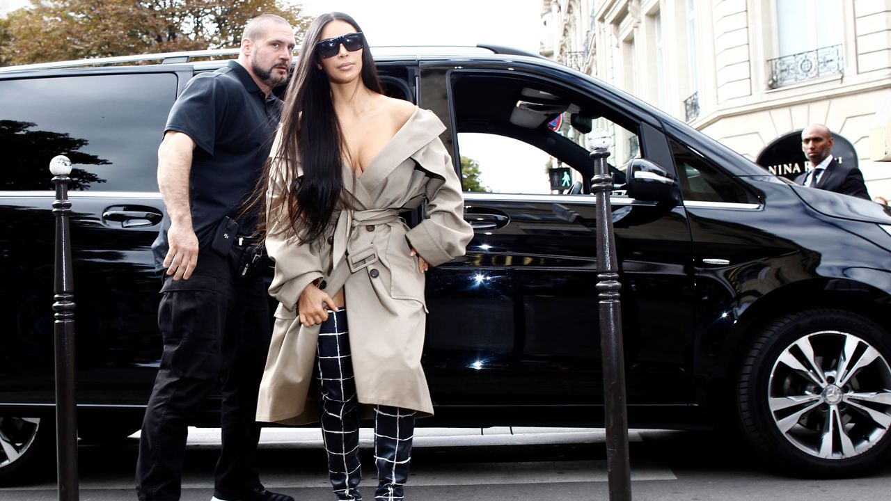 Kim Kardashian and her bodyguard Pascal Duvier seen out and about in Paris before the robbery on October 2, 2016 in Paris.
