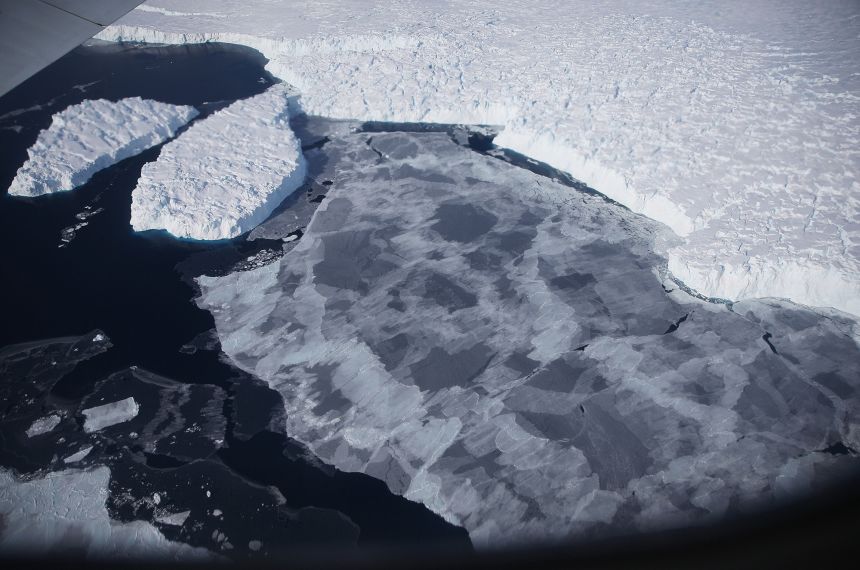 Ice floats near the coast of West Antarctica on October 28, 2016. Scientists are concerned the West Antarctic Ice Sheet may be in a state of irreversible decline directly contributing to rising sea levels.