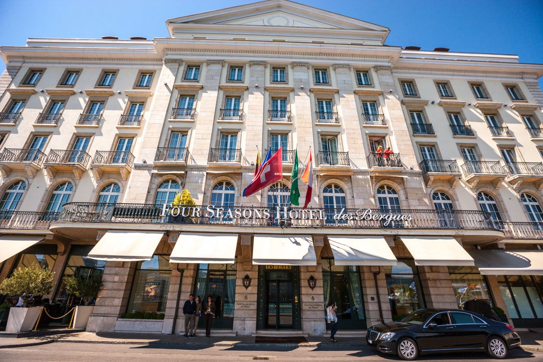 When it comes to booking accommodation, “there’s no real rhyme and reason as to who wants what, and where everyone goes,” according to DelliBovi. Pictured here: the Four Seasons Hotel des Bergues in Geneva, Switzerland.