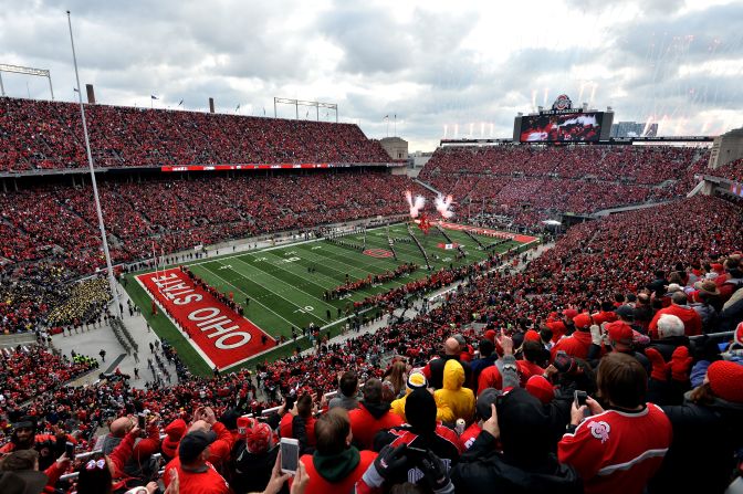 <strong>Ohio Stadium, Columbus —</strong> Home to the Ohio State Buckeyes, the Ohio Stadium has seating for 102,780 fans. According to the team, the venue has hosted over 40 million fans since the stadium (initial capacity: 66,210) opened in 1922.