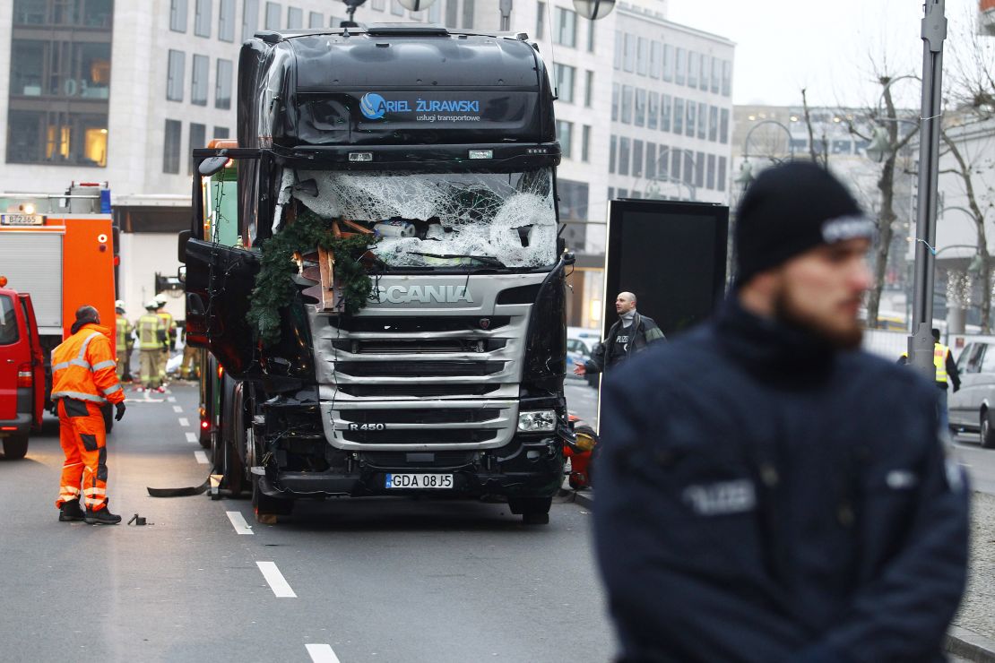 Security and rescue workers at the site of a Berlin Christmas market targeted in an attack in 2016.