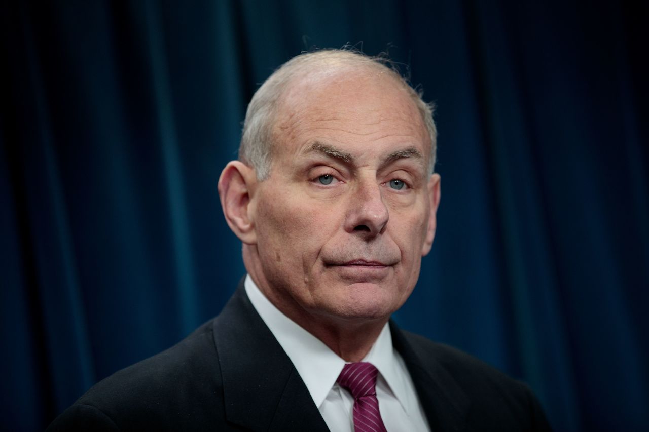 Secretary of Homeland Security John Kelly speaks during a press conference in Washington, DC in 2017.