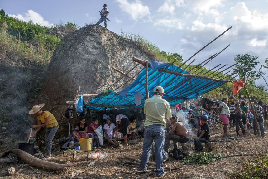 On October 25th, 2015, protesters from the Citizens' Council of Popular and Indigenous Organizations established a camp in Rioblanco to protest the construction of the Agua Zarca Dam.