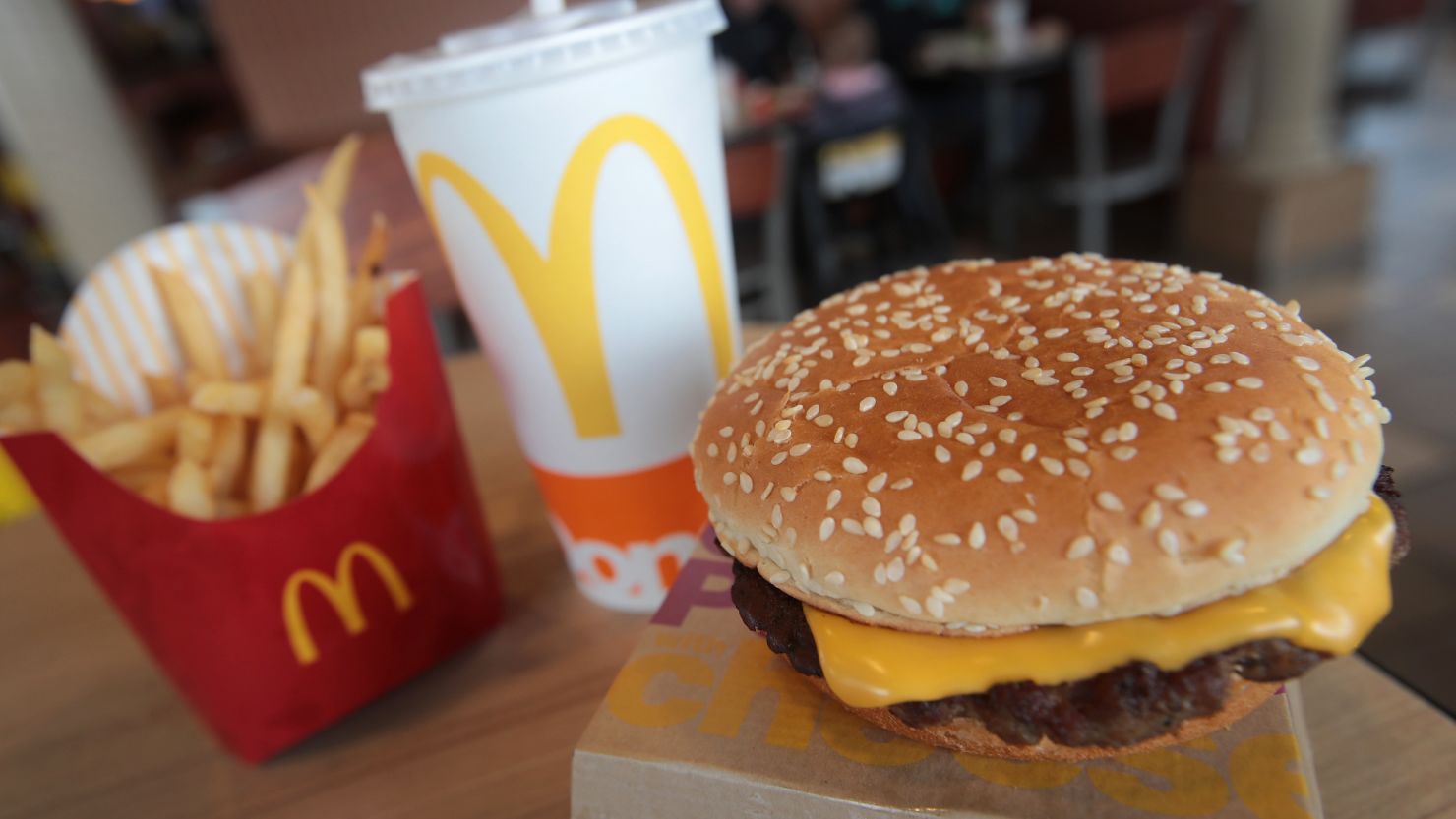 A Quarter Pounder hamburger is served at a McDonald's restaurant.