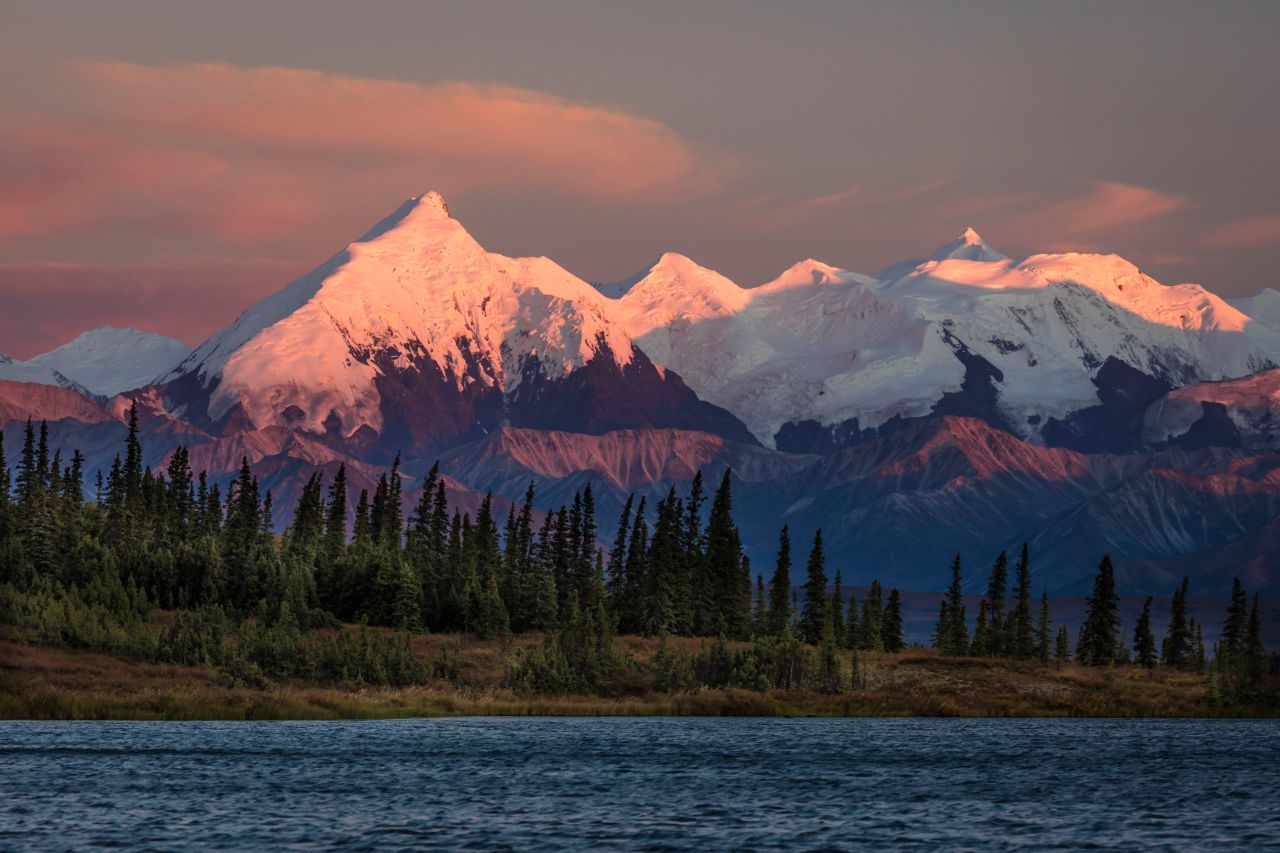 Sunset is seen on Mount McKinley, previously known as Mount Denali.