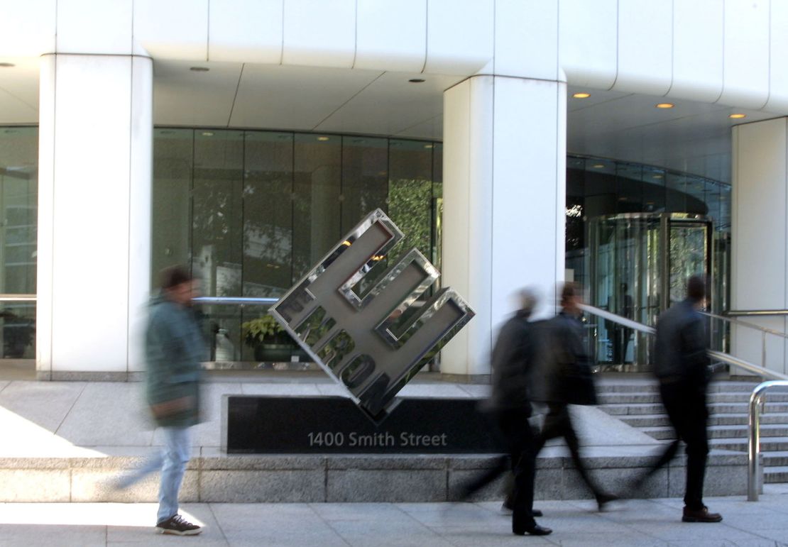 Energy trading firm Enron's headquarters in Houston, Texas. The company's 2001 bankruptcy filing was the largest in American history at the time.