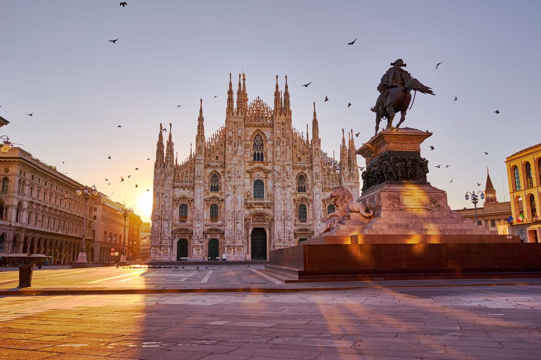 The Duomo di Milano (Milan Cathedral) with the Piazza del Duomo