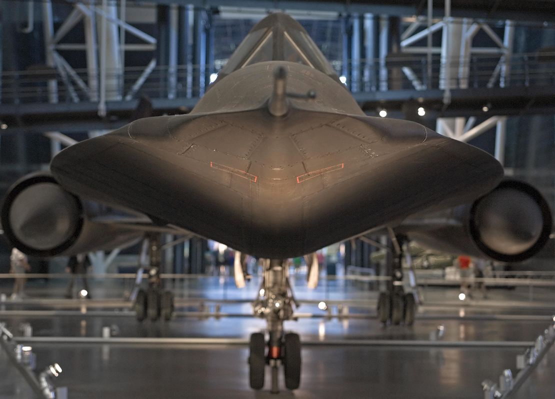 The Lockheed SR-71A Blackbird is displayed at the Smithsonian Institute's Udvar-Hazy Air & Space Museum collection.
